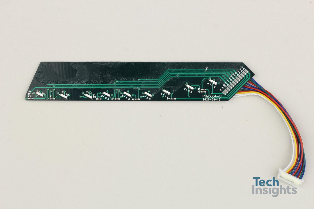 The LED board found inside the ASUS ROG Rapture router. Source: TechInsights