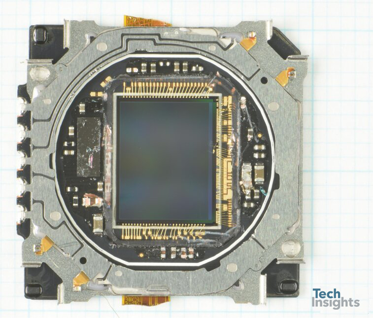 Lens barrel removed showing the sensor and sensor shift mechanism.