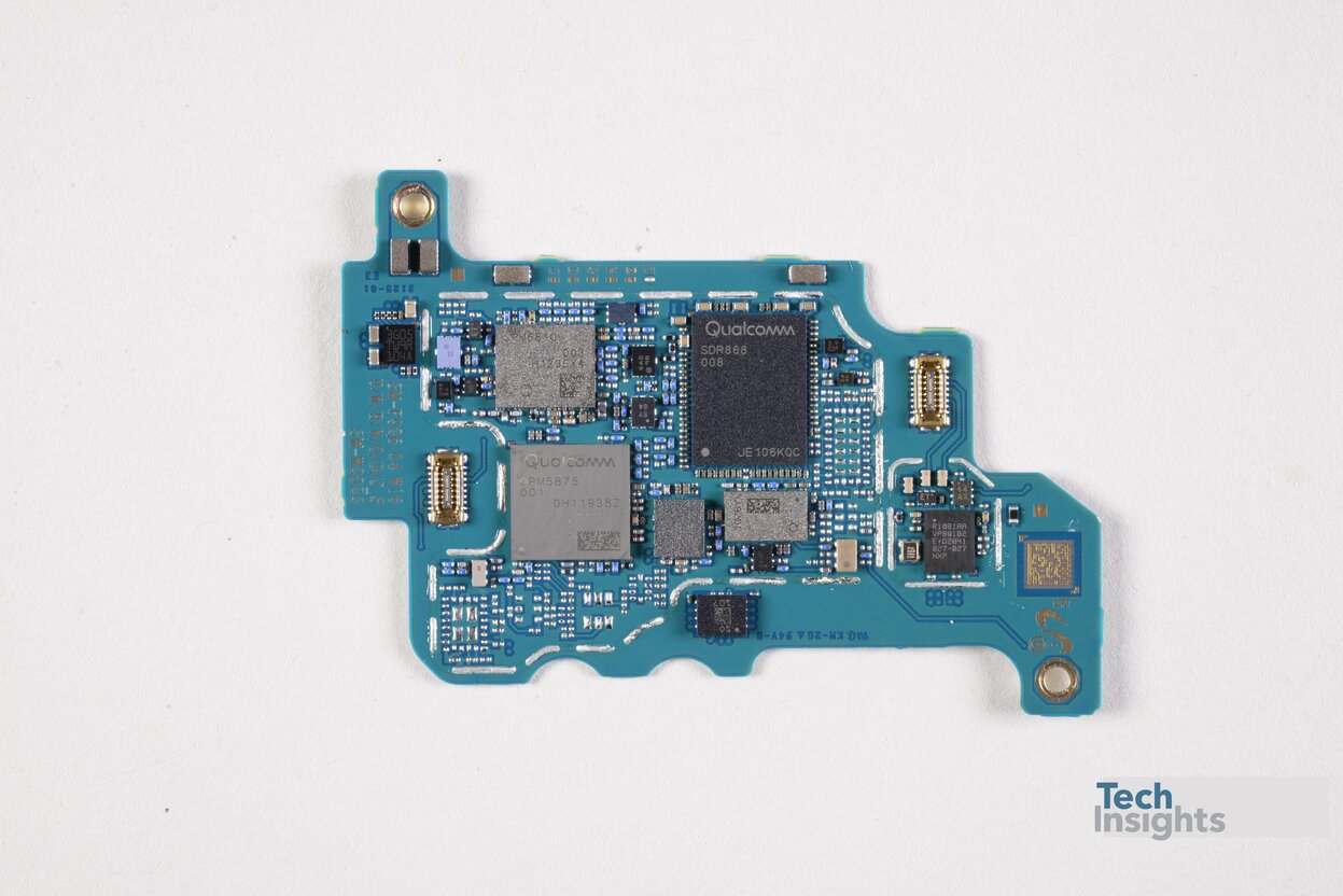 The RF board contains the main communications components to enable the smartphone to make calls, text and surf the web. 