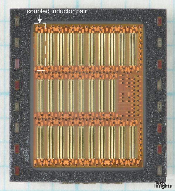 Figure 2 Polished package reveling on-chip inductor region