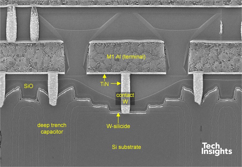 Figure 5 Si SEM cross-section of Si deep trench capacitor