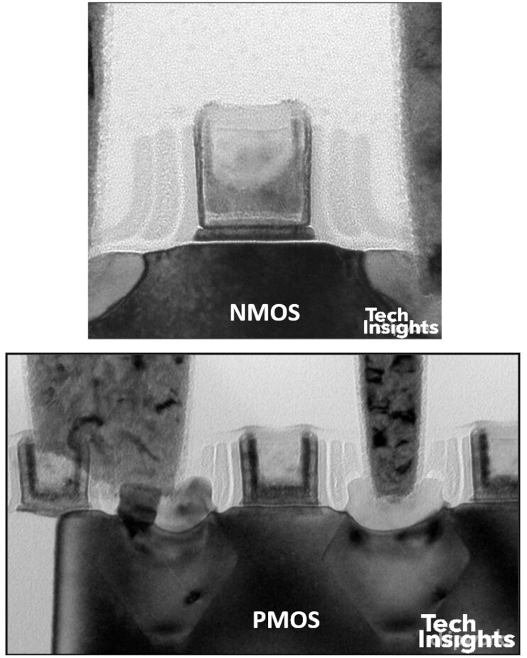 Cross-sections of TSMC 28HPM transistors in Qualcomm Snapdragon 800